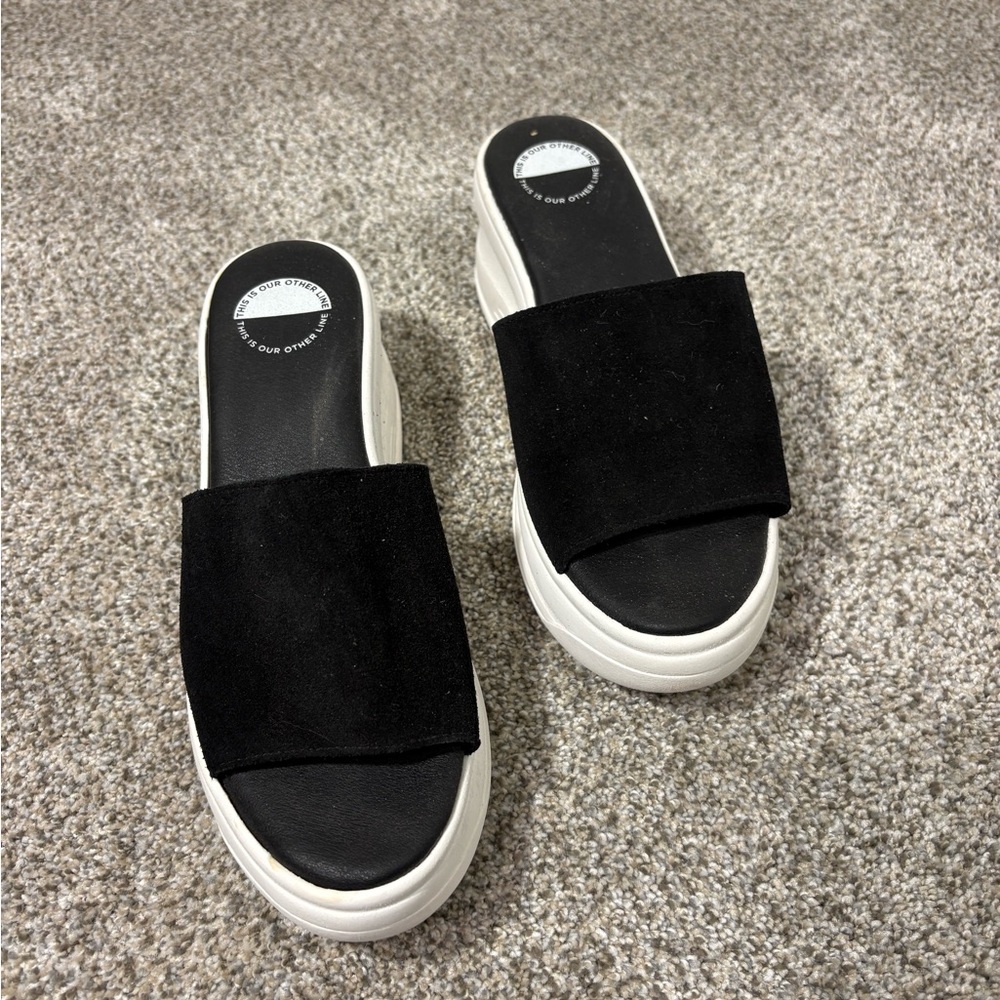 Elegant Black Platform Slide Sandals